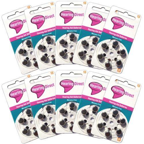 Hearing Direct Hearing Aid Batteries Size 13 Pack of 60