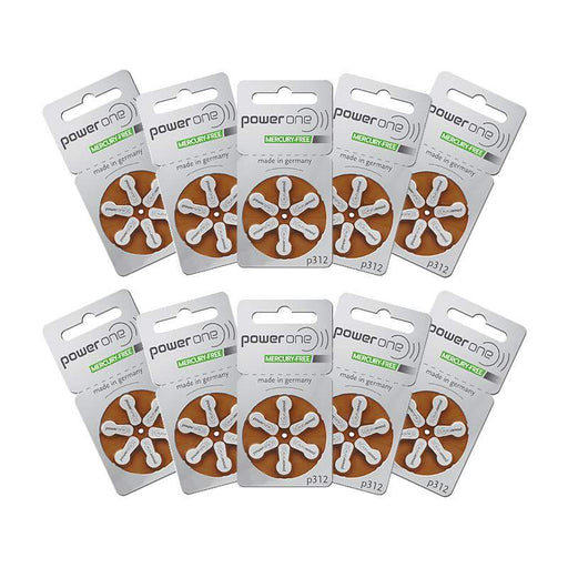 Power One Hearing Aid Batteries Size 312 Pack of 60